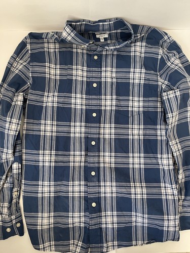 White Plaid Button-Down Shirt Medium 