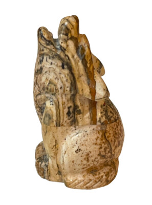 Carved Stone Howling Wolf Dog Fetish Figurine