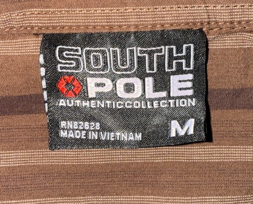 Camicia vintage Southpole uomo marrone medio Y2K anni 90 abito ampio righe Oxford casual - Foto 3 di 13
