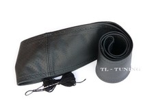 Lenkradbezug Lenkradhülle zum Schnüren PERFORIERTES-SCHWARZ Echtes Leder Ø 37-39