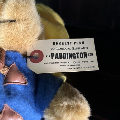 Vintage Eden Toys Paddington Bear Plush Stuffed Animal with Tag