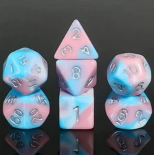 NEW RPG / D&D Dice Set of 7 - Cotton Candy