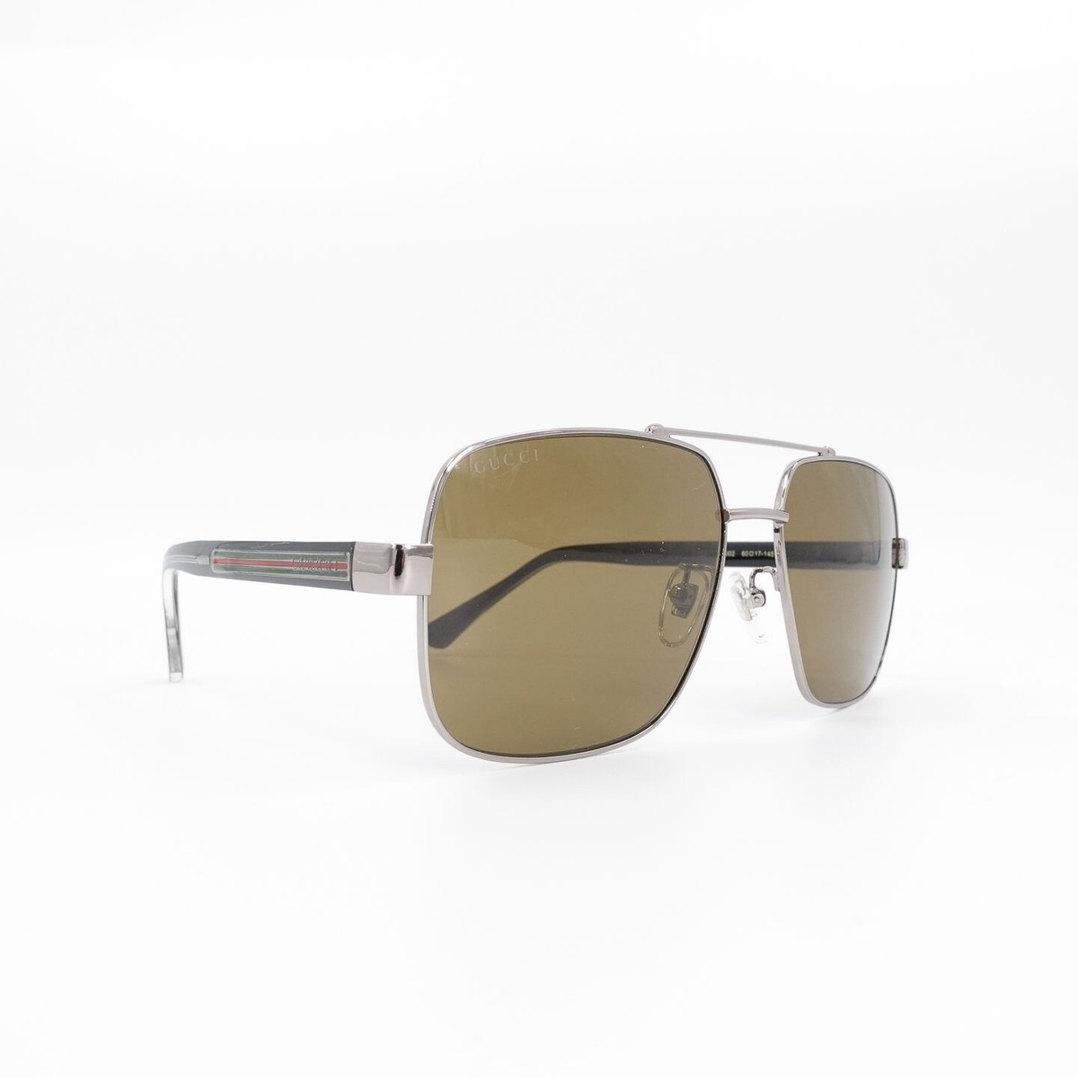 Gucci GG0529 Squared Aviator Sunglasses Silver Brown OS | eBay display picture 3