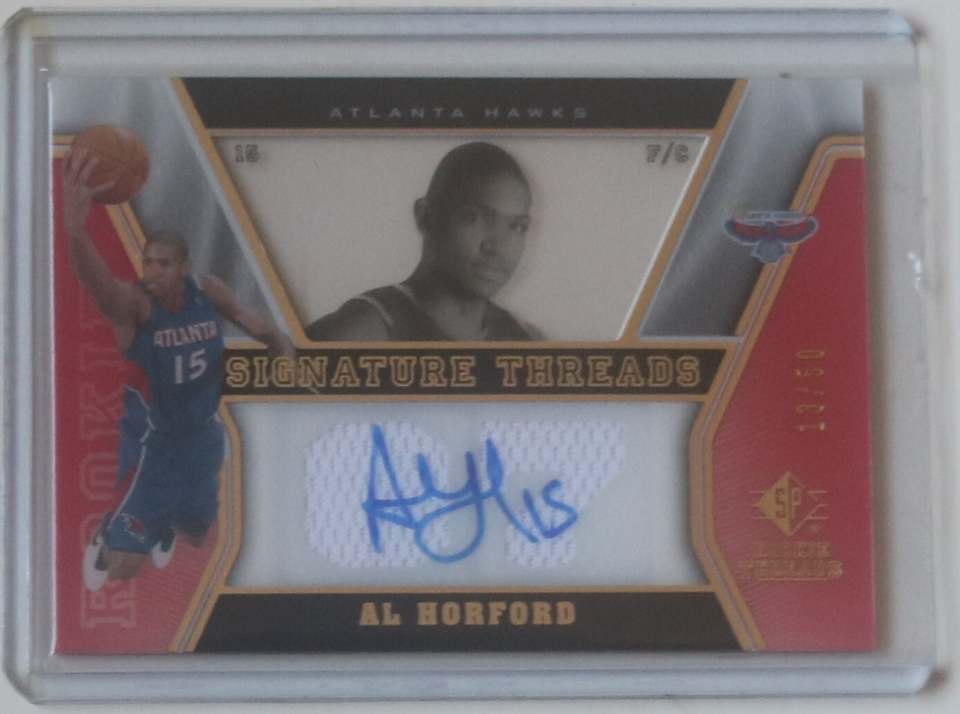 Al Horford Atlanta Hawks 2007-08 SP ROOKIE THREADS GOLD ROOKIES #50 AUTO JERSEY 13/50 