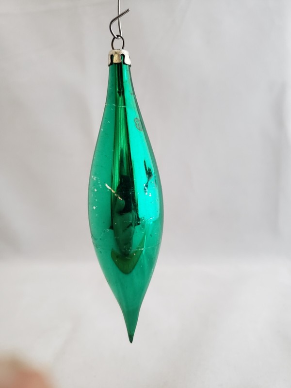 Vintage Green Icicle Glass Christmas Tree Ornament