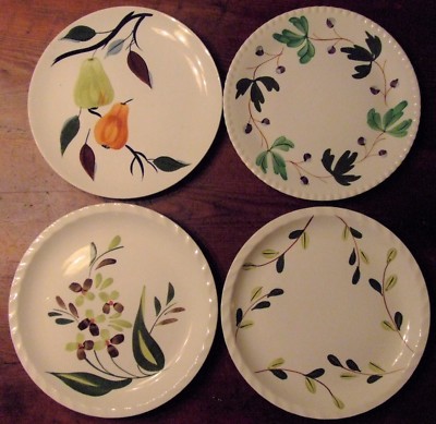 Set of Four Hand Painted Blue Ridge Dinner Plates with compatible ...