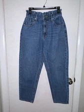 Vigoss Size 29 Janis High Rise Paperbag Waist Baggy Blue Jeans Stretch Waist