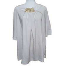 Simply Vera by Vera Wang Women's Size XL Creme Tunic Blouse Sequins Accents