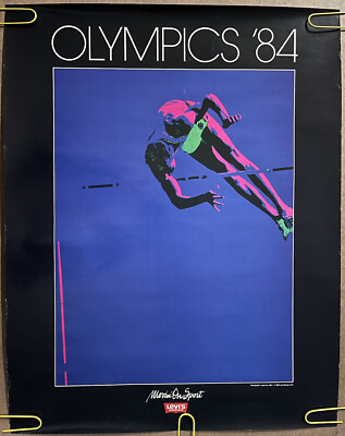 Original Vintage Poster Levi Olympic Poster 1984 Pole Vault Sports