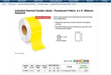 Case of 4 - ULine Industrial Thermal Transfer Labels Yellow, 4 x 6" - S-7990Y