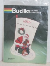 BUCILLA - SANTA'S TOY BAG - COUNTED CROSS STITCH STOCKING KIT - 18" - 82260