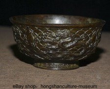 4.6 " Qianlong Marked China Bronze Dynasty Dragon Pattern Bowl Bowls
