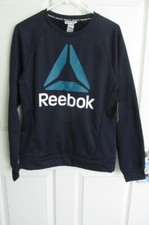 Boys Reebok Size 18XXL Fleece Blue Crewneck Navy Blue Sweatshirt RBK