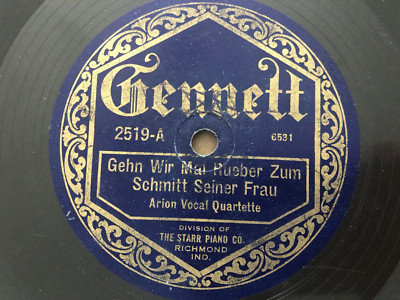 GENNETT 12'' Record 78 rpm 2519 Arion Vocal GEHN WIR MAL RUEBER ZUM SCHMITT SEINE