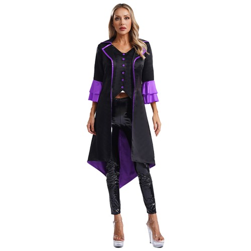 Women Flare Sleeve Vampire Role Play Costume Jacket Dress Up Overcoat Costume - Picture 16 of 26