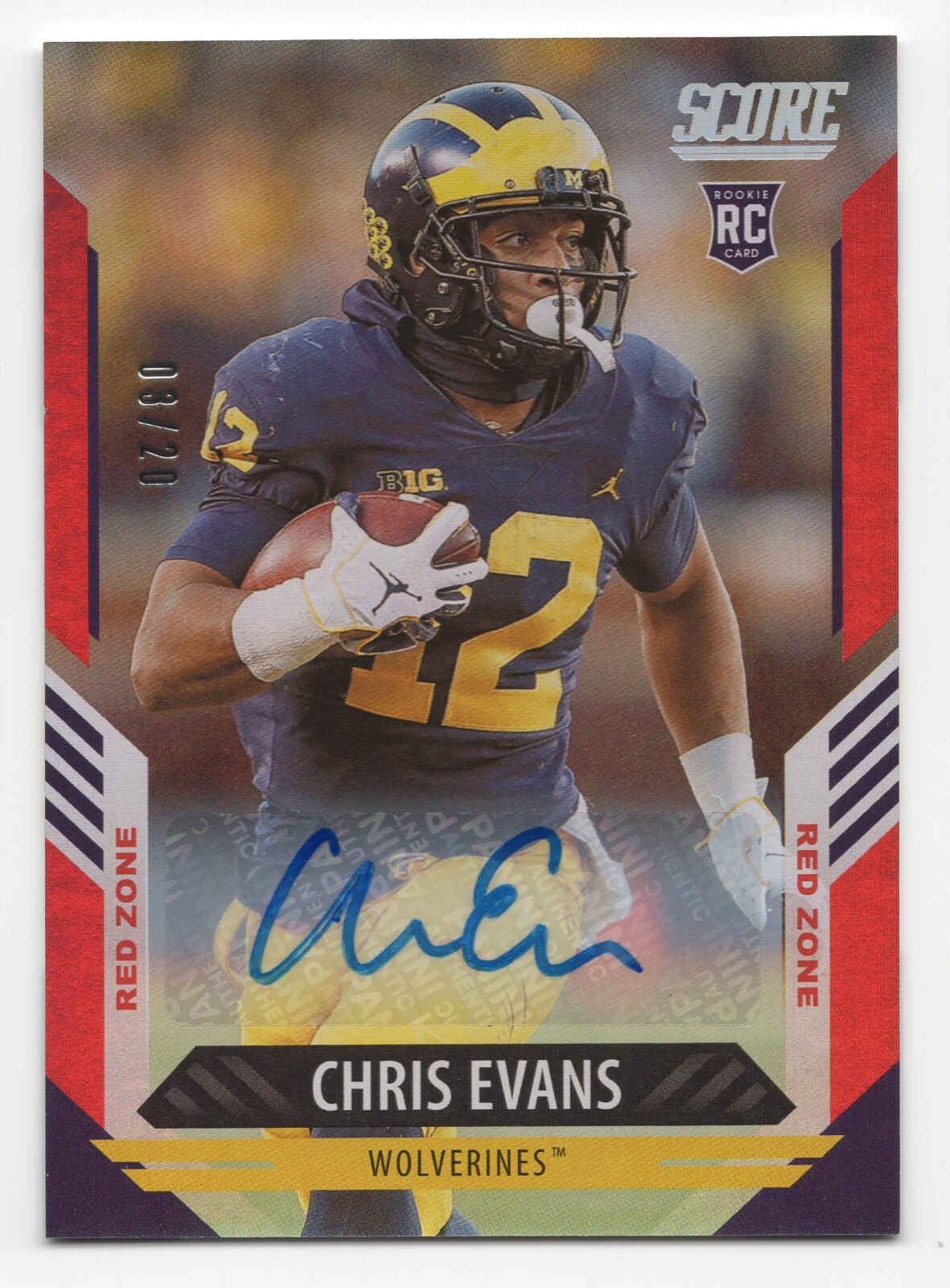 Chris Evans Panini Score #380 Signature-Red Zone