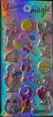 Shining Magic Shaker Glitter Sticker Set - 14 Stickers - H. MOON