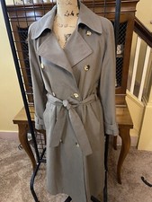 LodenFrey Womens German Trench Hunting Long Coat Wool Khaki Green Sz 6 Small