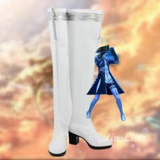 Final Fantasy FF 14 Alphinaud White High Heels Boots Shoes Game Cosplay Costume 