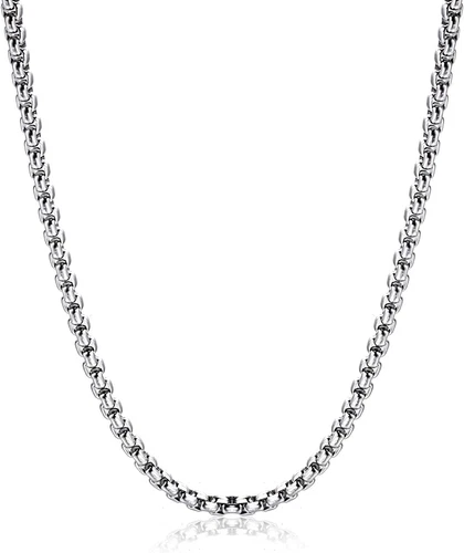 18-40Stainless Steel 4/6/9Mm Silver/Black Plated Byzantine Box Chain Necklace - product listing photo