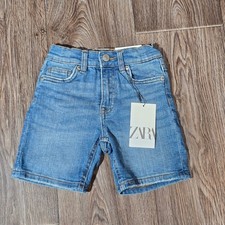 ZARA Boys Denim Shorts Regular Fit Adjustable Waist Size 6 Blue NWT Kids 116cm