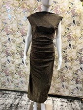 Glamorous Metallic Gold Ruched Midi Dress