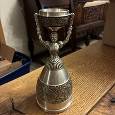 "Preciosa copa de vino tostada de boda nupcial de peltre alemán Nuernberg 7"""