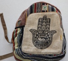 Himalayan Hemp Multicolor Handmade Backpack 16"H X 13" Boho Hippy