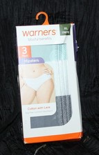 Warners Womens Hipster Underwear Panties Polyester Blend 3-Pair Lace N  XL