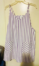 EXLURA Women s XL White Purple Striped Square Neck Sleeveless Romper