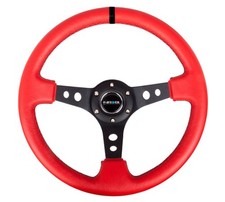 Nrg 350mm Red Suede Steering Wheel Black Spokes Reinforced Sport Rst-006s-rr