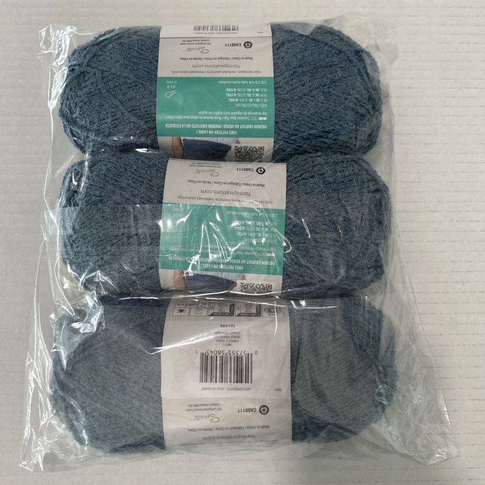 Bernat Cotton Terry Yarn-French Twill lot of 3. Free Shipping  - Image 2 of 2