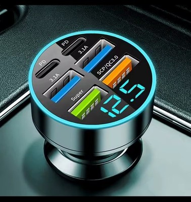 USB C Typ C Autoladegerät 6 Ports USB Superschnelles Laden Handy-Ladegerät