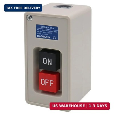 BAOMAIN 3 Phase On Off Push Button Switch, 380V/220V 30A Industrial Motor Starte