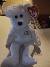 Mrs Retired 2001 White Plush Ty Beanie Babie Bride Wedding Bridal 8in Bear 4364