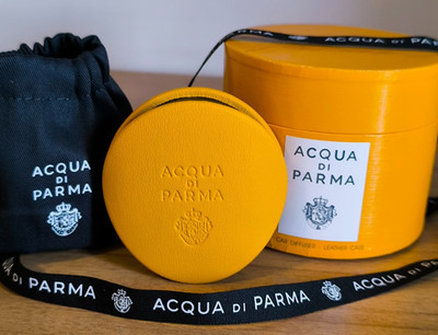 ACQUA DI PARMA Yellow Leather Car Diffuser Case - BRAND NEW & BOXED RRP £144