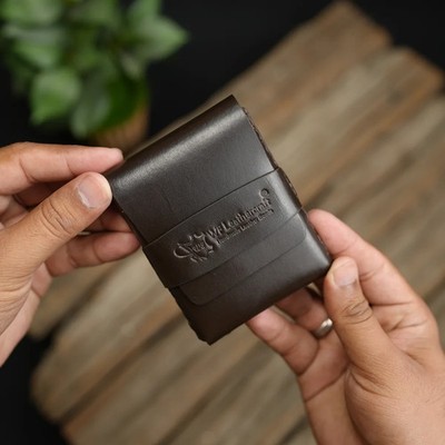 Handmade Full Grain Leather Wallet for Men Slim Bifold Card Holder Brown