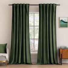 MIULEE Velvet Curtains 52X84 Inches 2 Panels Olive Green Blackout Curtains Lux