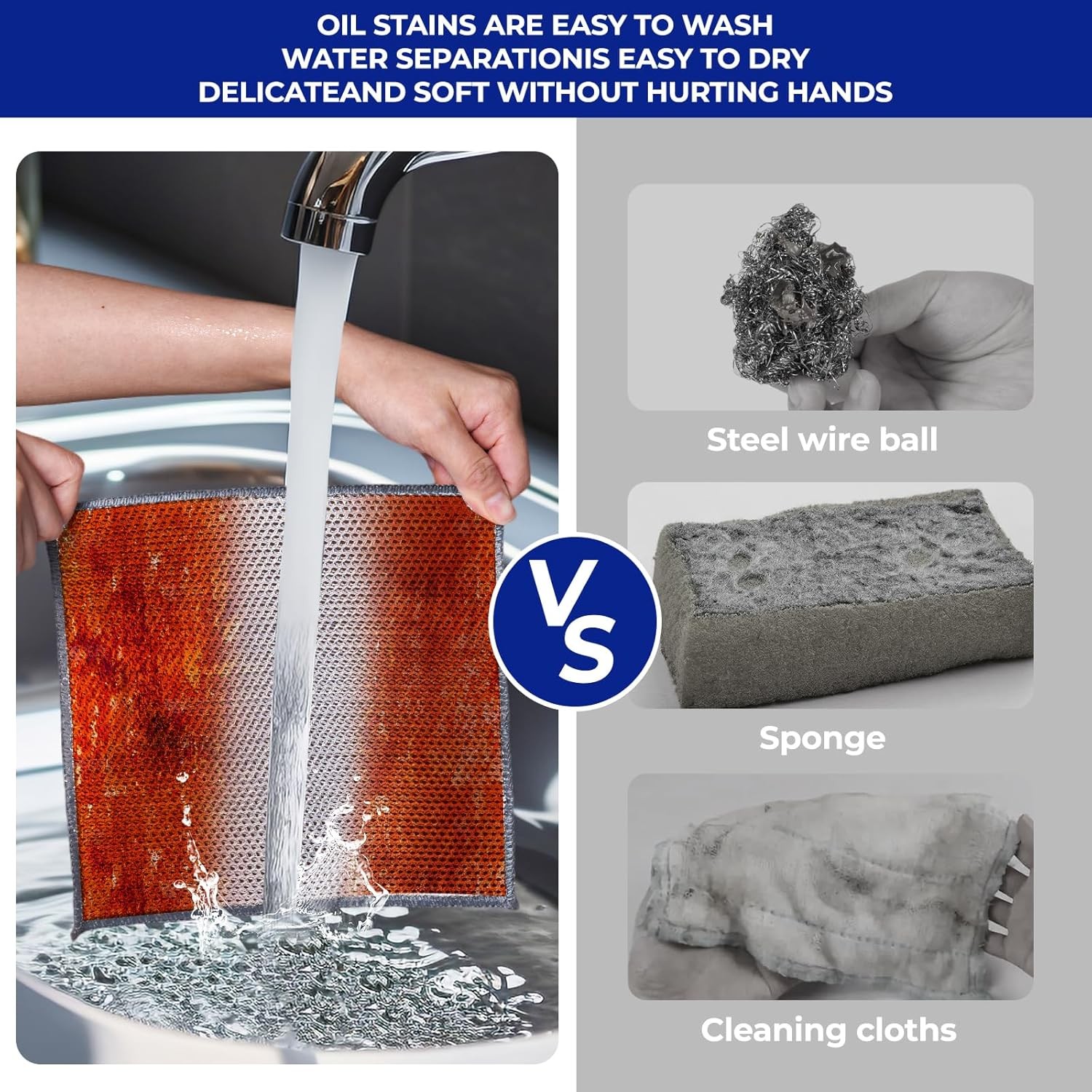 Stainless Steel Scrubber and Cleaning Rags - Non Scratch Wire Dishcloth for Wash