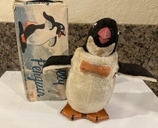 VTG Tin Windup Jolly Penguin By Modern Toys 1950s Made In Japan In Box With Key