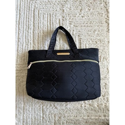 Aimee Kestenberg Black Quilted Tote Shoulder Bag Purse Preppy Gold Hardware