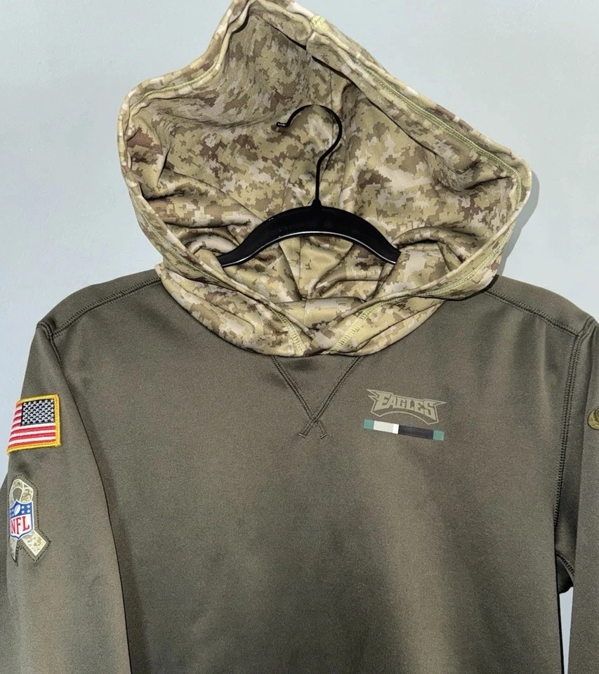 Nike Philadelphia Eagles Salute to Service Hoodie XL Fits M Camo OnField Dri-Fit - Image 4 of 4