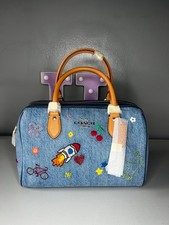 Rowan Satchel Bag In Signature Denim With Patches International Exclusive