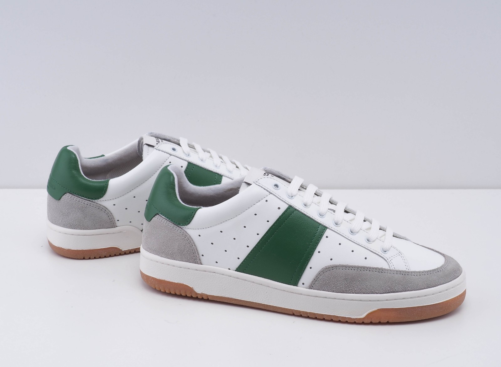 Sandro Paris Herren Sneaker Turnschuhe Leder Schnürer Weiß Grün Gr. 41 Neu