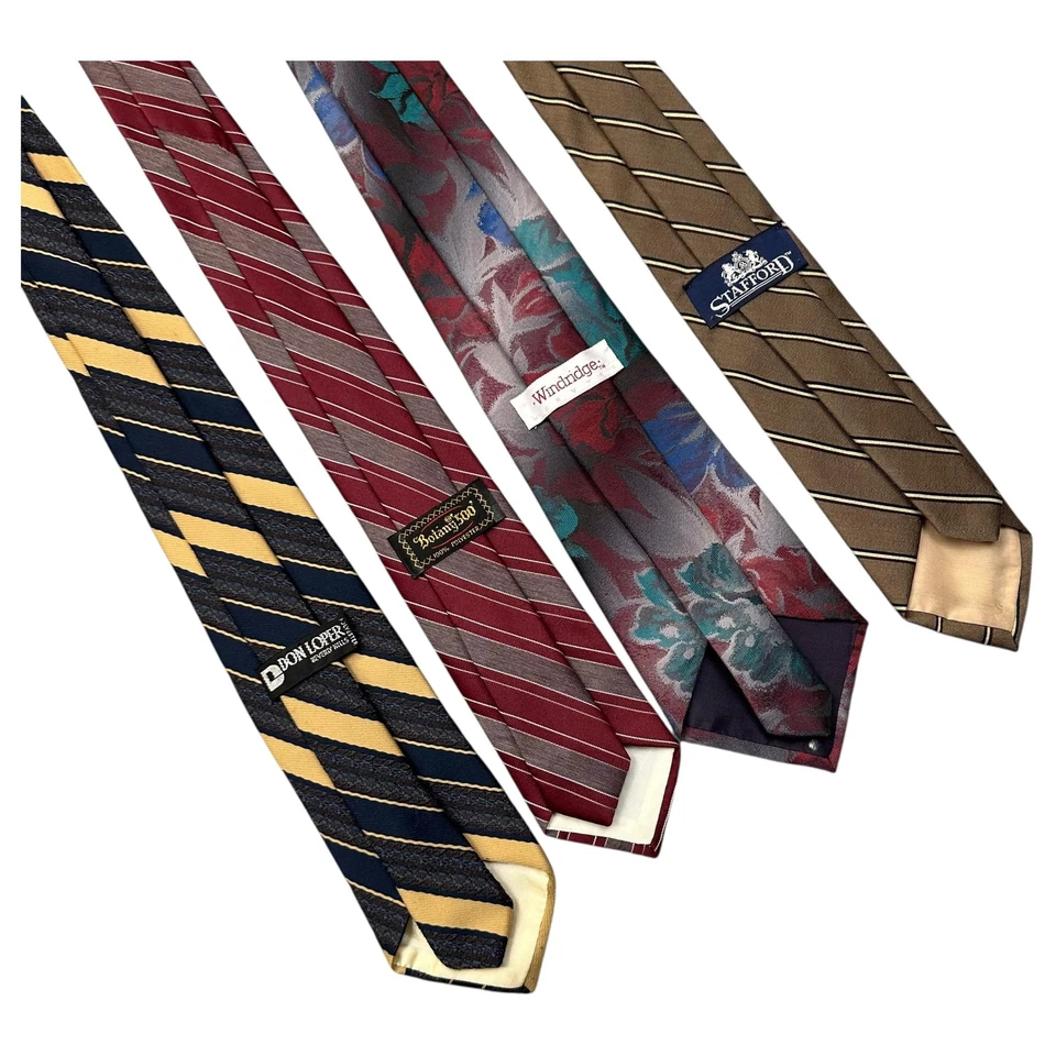 Lote de corbatas vintage para hombre Don Loper botánica 500 Windridge Stafford rayas florales años 90 Foto 3 de 4