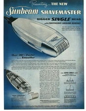 1946 Sunbeam Shavemaster Electric Shaver Razor Single Head Vintage Print Ad