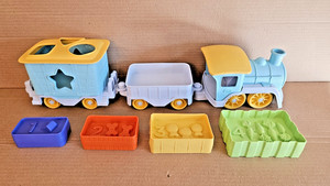 Green Toys Stack + Sort  Blue Train Set, BPA-Free, Made in USA Missing Blocks
