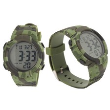 Digital Display Men Sports Electronic Watch Waterproof OD Green