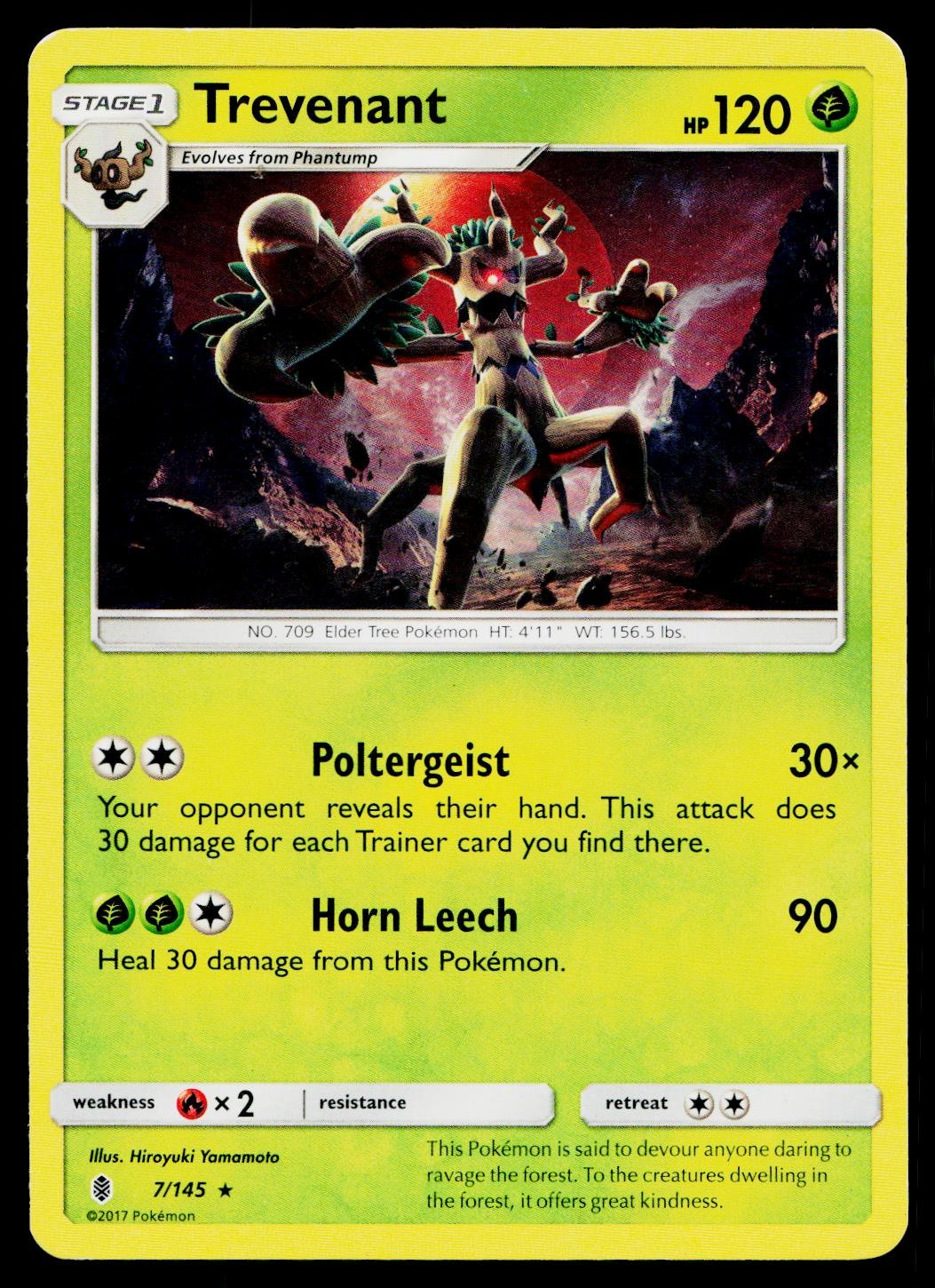 Trevenant 7/145 Rare Guardians Rising Pokemon Lightly Played
