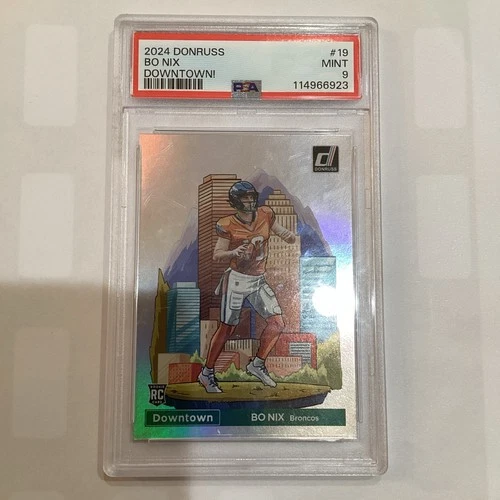 Bo Nix 2024 Panini Donruss Rookie Downtown! SSP Case Hit No. 19 PSA 9 Beat Bills